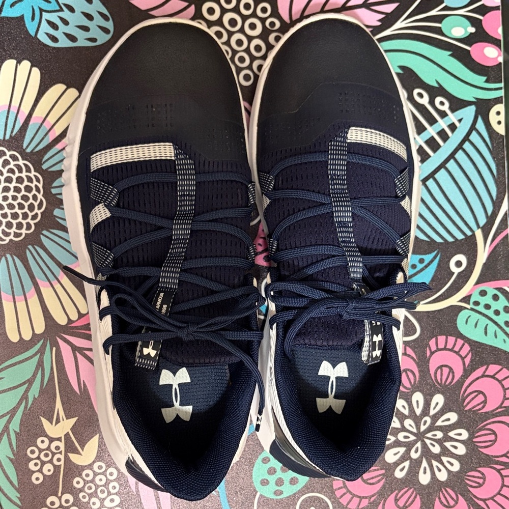 Under Armour Navy and White Athletic Shoes